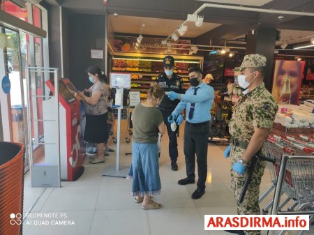 Bakıda marketlərdə polis postları yaradıldı – Maskasız giriş qadağan edildi / FOTOLAR