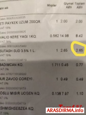 "Bravo" supermarketində vitrindəki qıymətlə kassada vurulan uyğun gəlmir - ŞİKAYƏT/FOTO